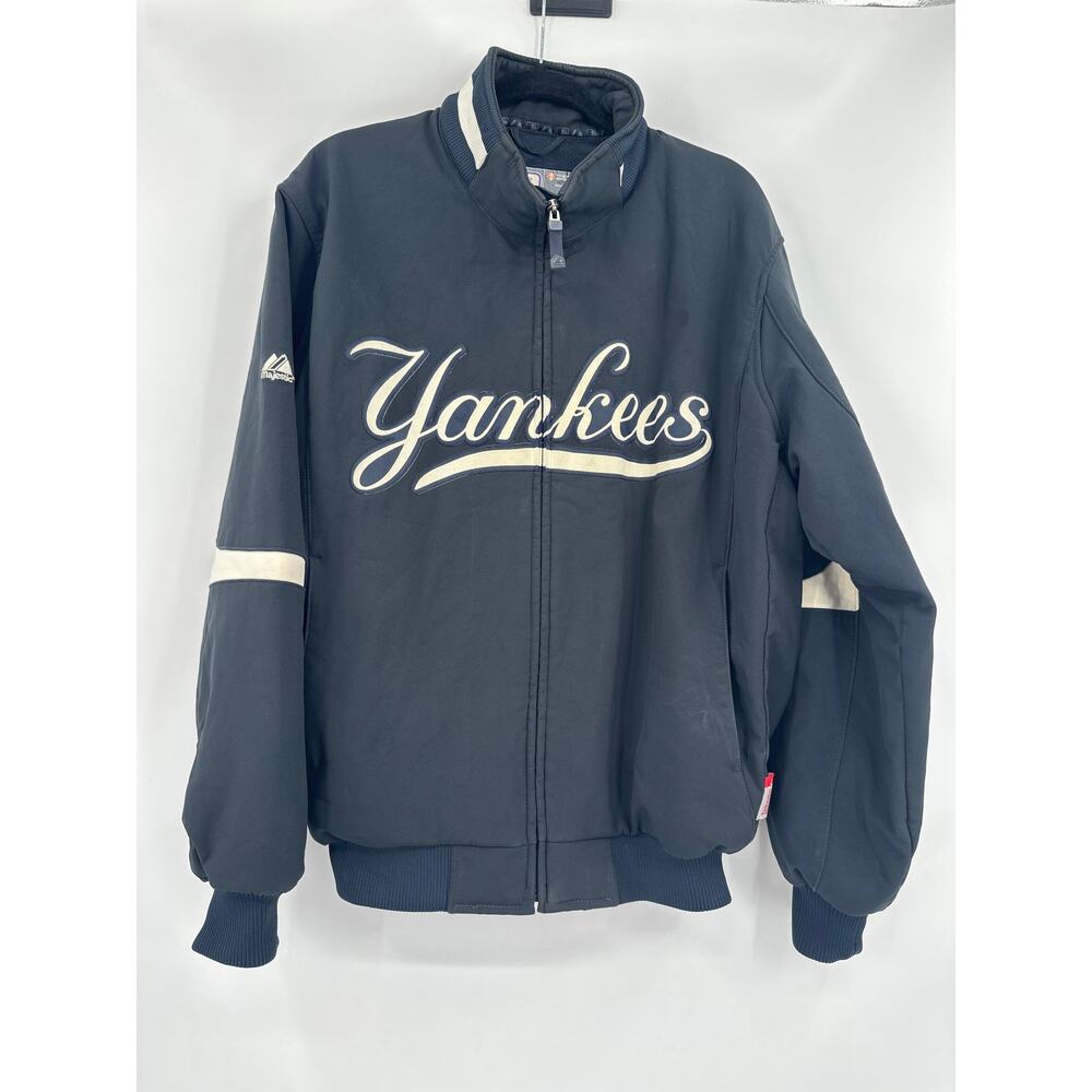 Vintage New York Yankees Navy Bomber Jacket by Majestic Size Large